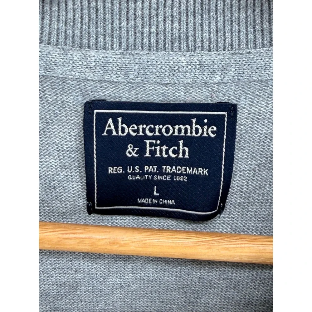 Abercrombie & Fitch Mens Pima Cotton Crewneck Sweater Grey Moose Logo Large